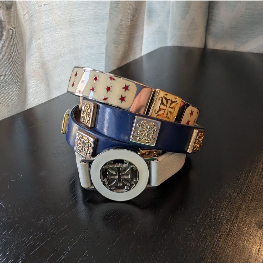 Rustic Cuff Patriotic Red Star, White and Blue Bracelet Set
